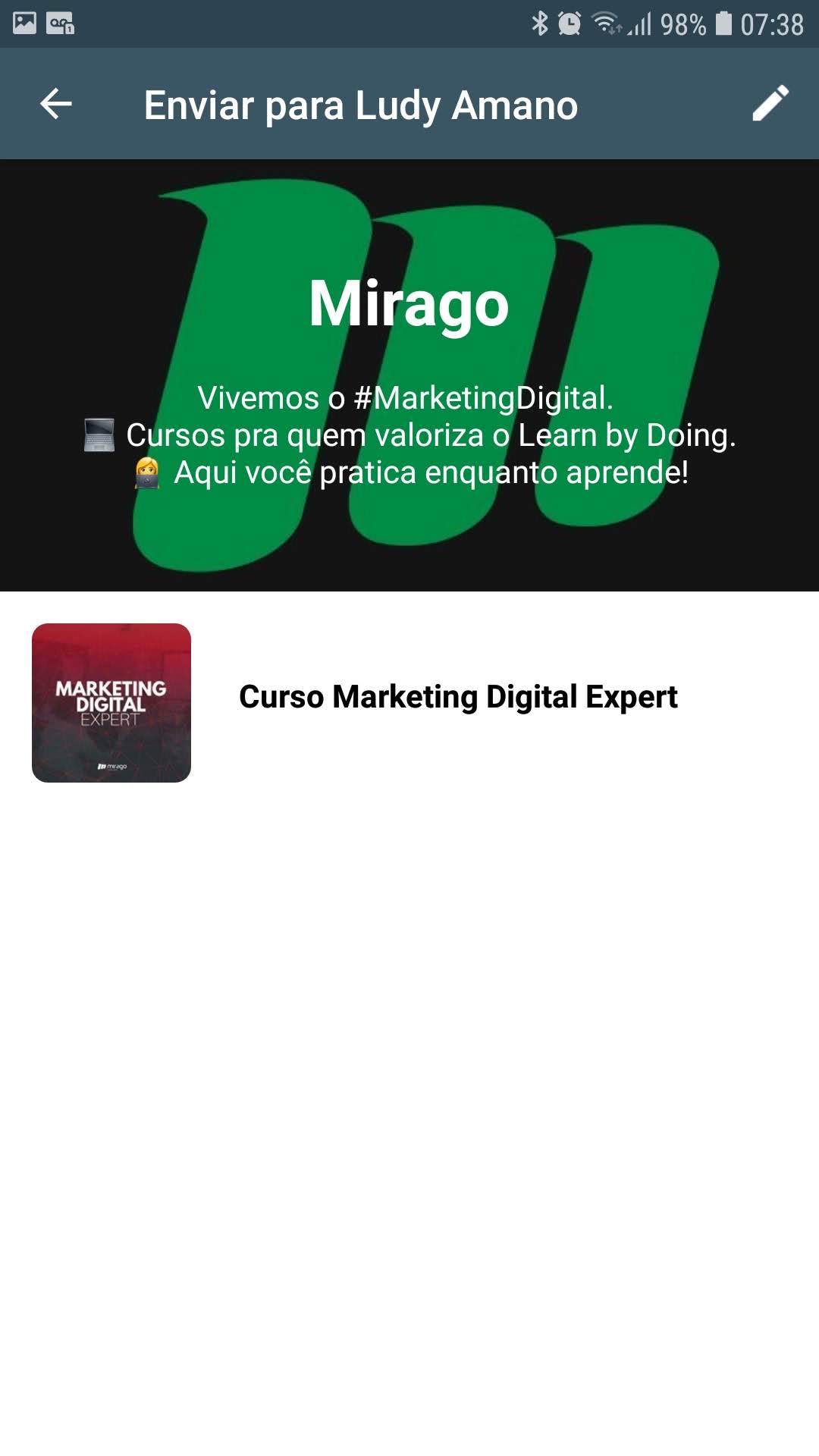 Selecione o produto que deseja enviar no WhatsApp Business
