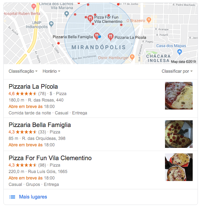 Busca local nos resultados do Google