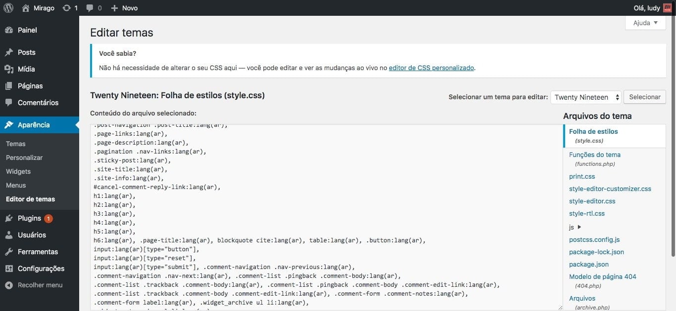 Editor de Código do WordPress com Destaque de Sintaxe Desativado