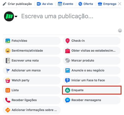 enquete engajamento no facebook