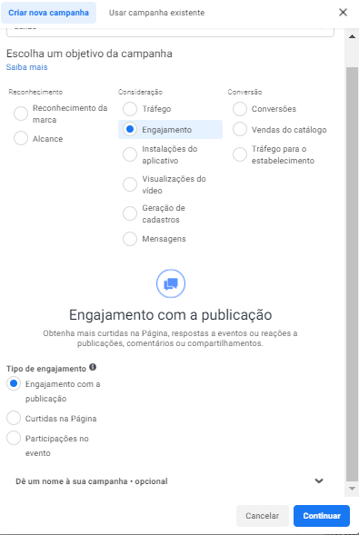 engajamento com a publicação