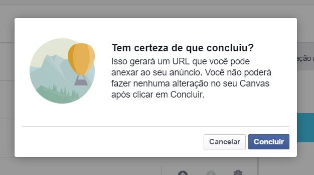 concluir facebook canvas
