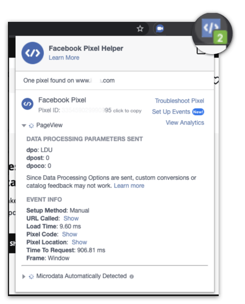 facebook pixel helper