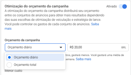 orçamento a nível de campanha