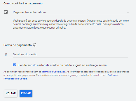 pagamentos google ads