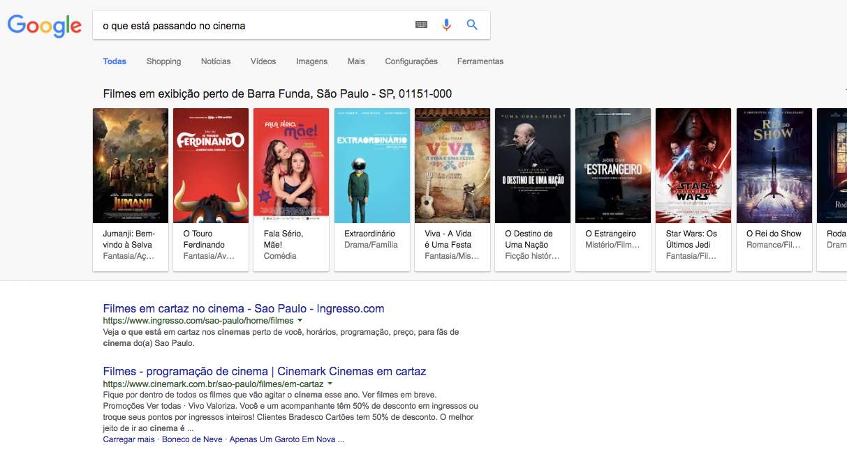 resultado pesquisa google cinema