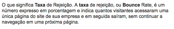 taxa de rejeição