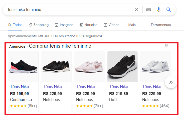 exemplo de anúncio no google shopping