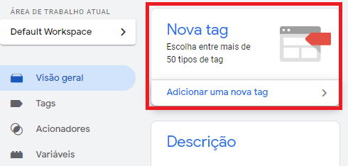 criar nova tag no google manager