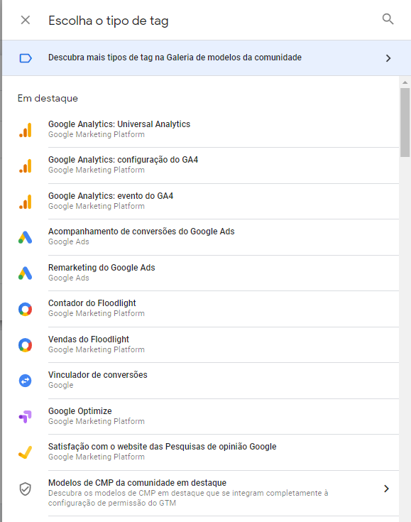 tipos de tag no google tag manager