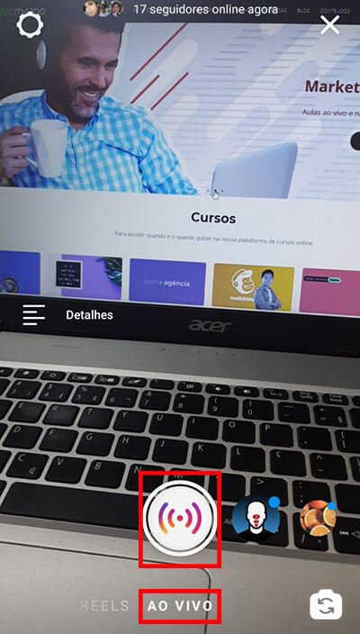 iniciar transmissão ao vivo no instagram
