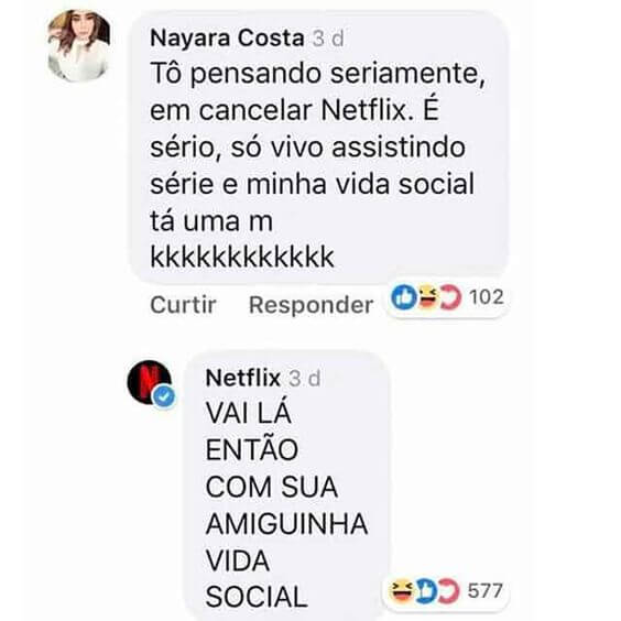 resposta netflix instagram