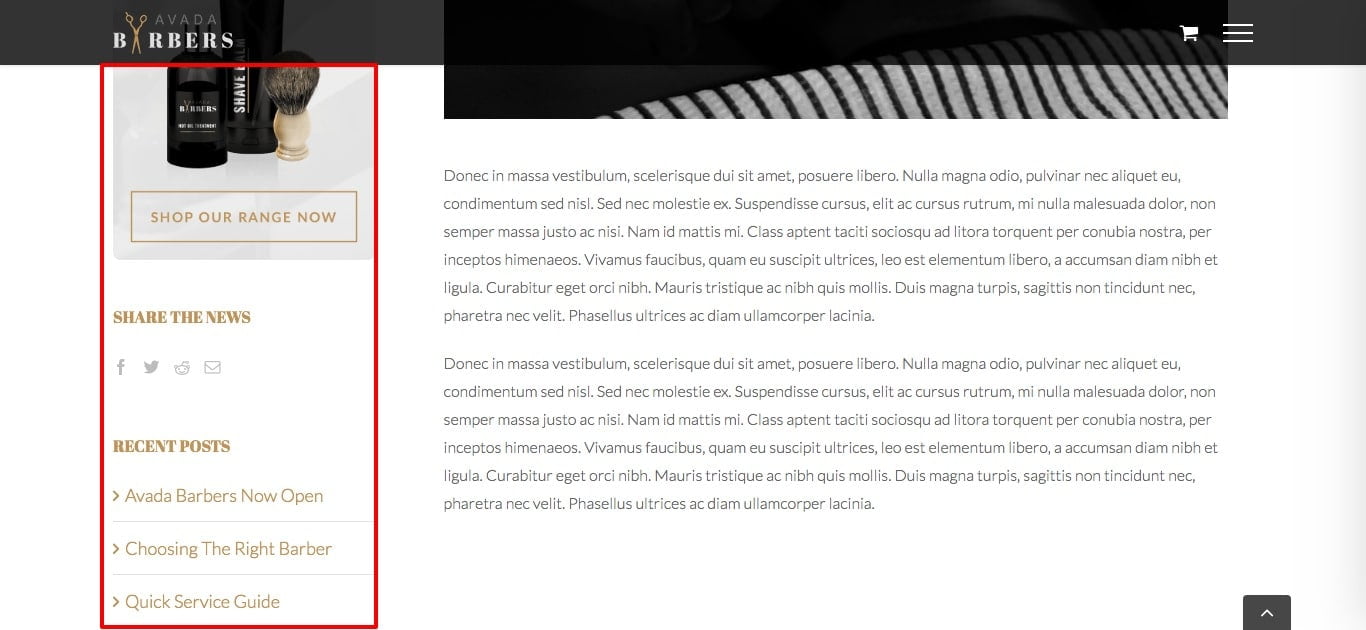 Sidebar na lateral esquerda