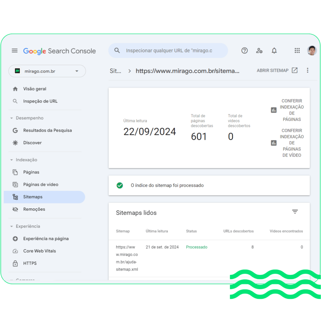 Verificando o sitemap XML no Google Search Console