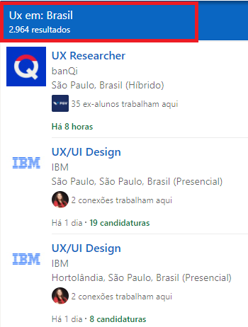 vagas de UX no Linkedin
