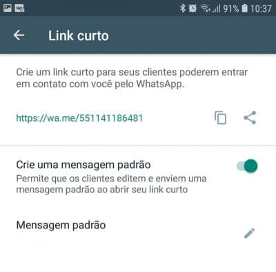 Link Curto no WhatsApp Business