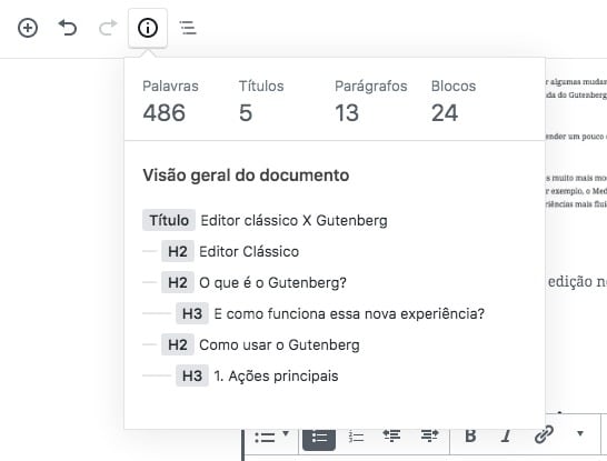 Estrutura de conteúdo no Gutenberg